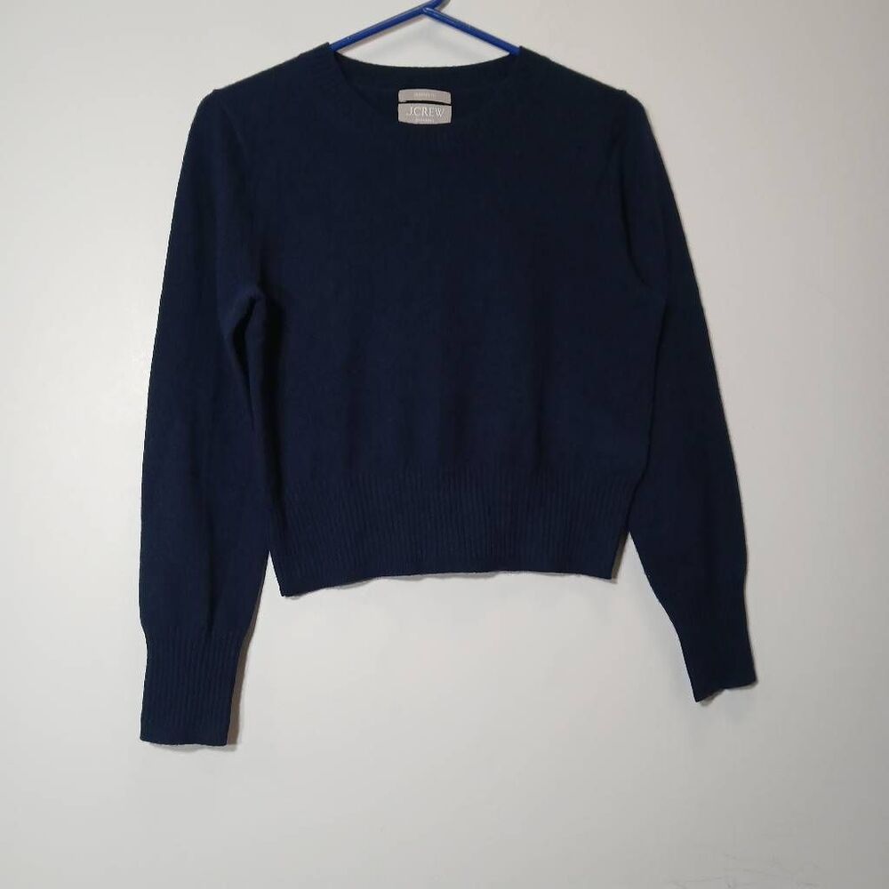 J.crew womens small 100% cashmere sweater good cashmere standard cropped blue